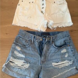 Aeropostale Two-Pack Distressed Jean Shorts - Light Blue & White